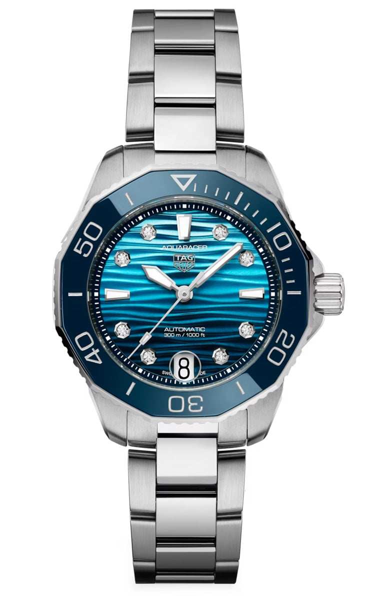 TAG Heuer Aquaracer Professional 300 36mm - Blue Sunray & 8 Diamonds