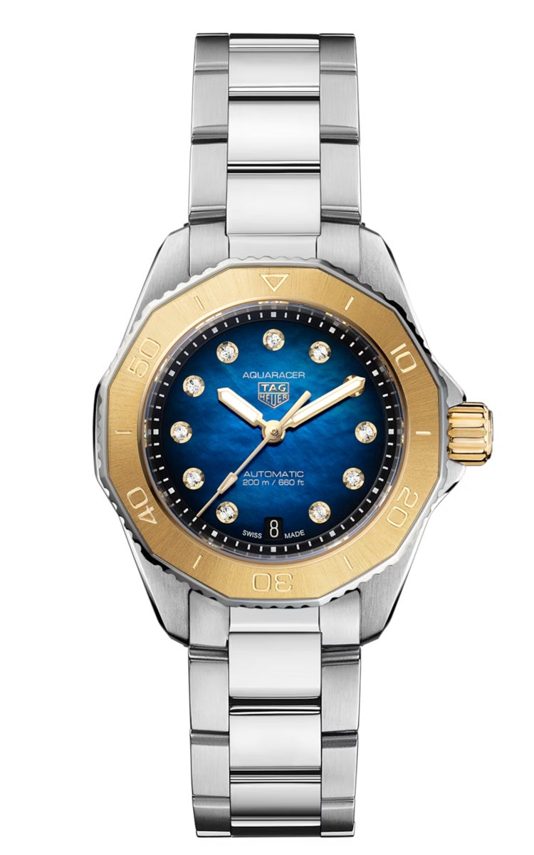 TAG Heuer Aquaracer Professional 200 Date 30mm - Blue MoP & 11 Diamonds