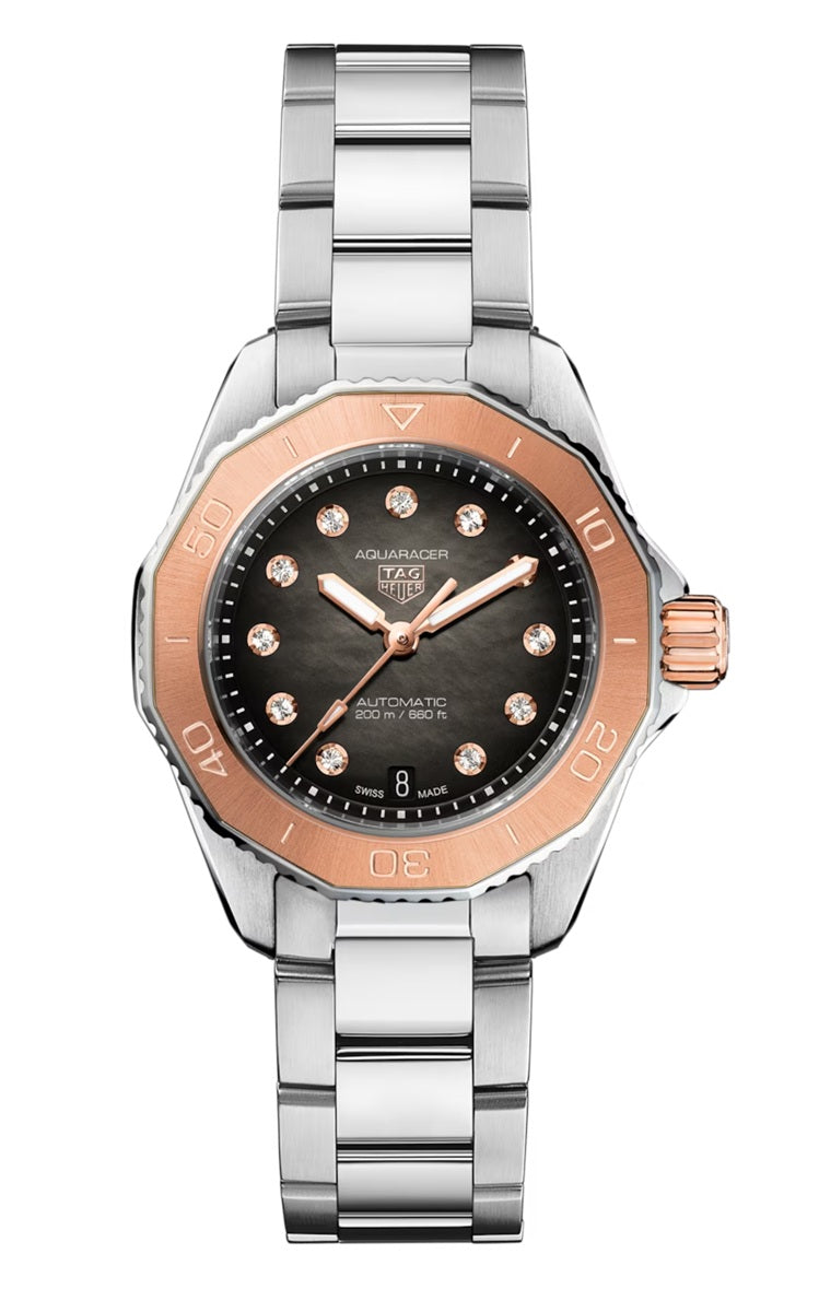 TAG Heuer Aquaracer Professional 200 Date 30mm - Black MoP & 11 Diamonds