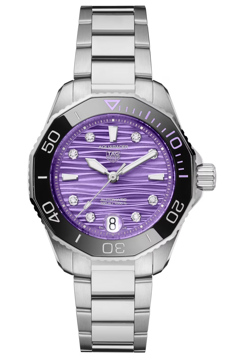 TAG Heuer Aquaracer Professional 300 36mm - Lacquered Purple & 8 Diamonds